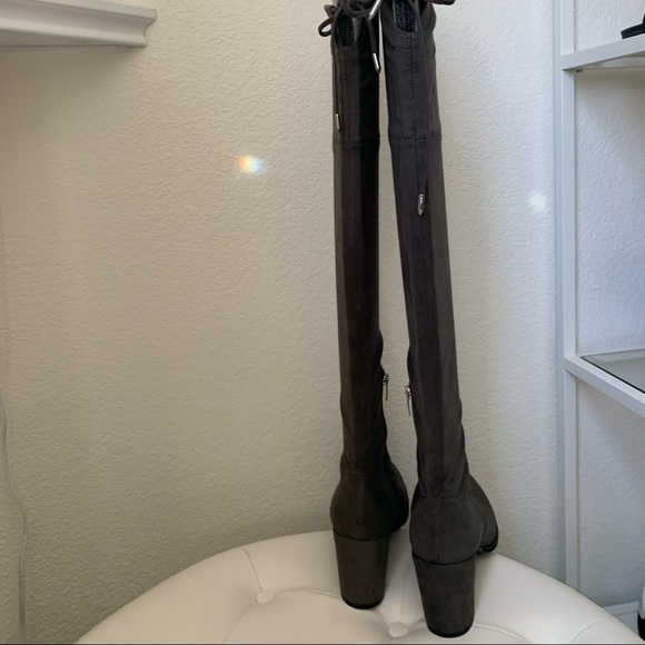 NWOT Marc Fisher Lencon Over-the-knee Boots in Grey Fabric - Picture 5 of 9